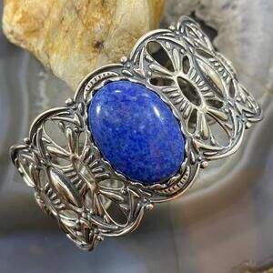 Carolyn Pollack Vintage Southwestern Style Sterling Oval Denim Lapis Bracelet